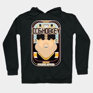 Ice Hockey Black and Yellow - Faceov Puckslapper - Victor version Hoodie